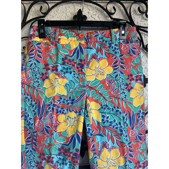 Talbots Perfect Skimmers Trailing Hibiscus Capri Pants - Size 2 - Multicolored - Picture 5 of 11